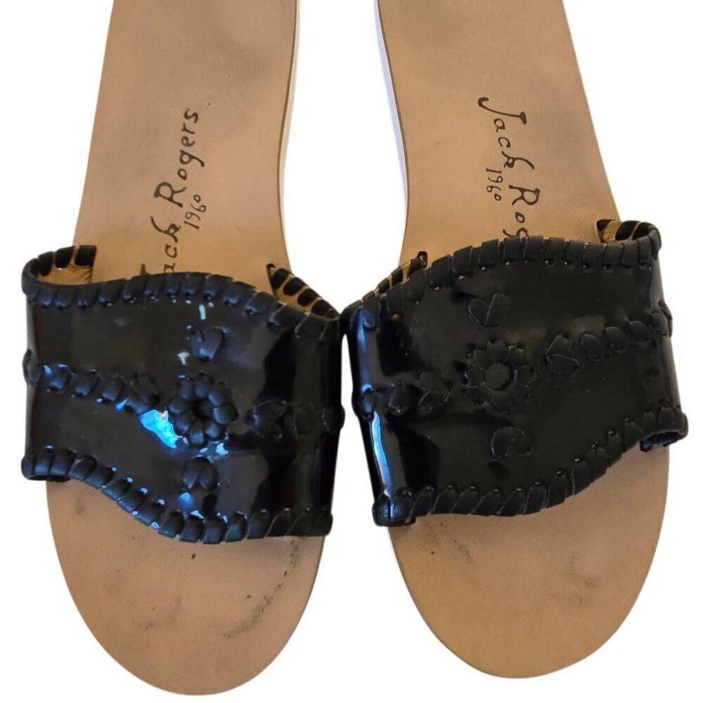 Jack Rodgers Womens Sanibel Slide Flat Black Sandal Size 7.5 - Picture 3 of 9